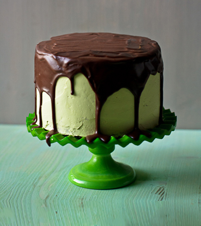 Dark Chocolate Stout Cake with Minty Swiss Buttercream & Ganache