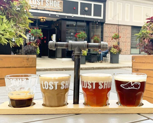 coffee flight in tasting tray